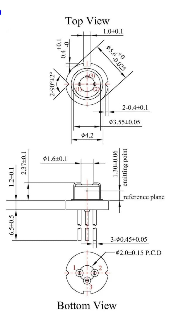 980nm 50mW 100mW 200mW IR Laser Diode TO56 with PD Invisible Light Φ5.6mm Single mode 975nm 990nm Multimode LD