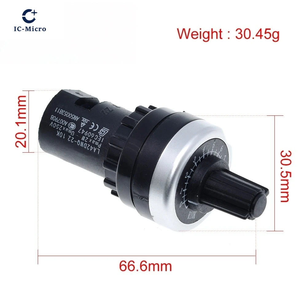 XZG LA42DWQ-22 1K 2K 5K 10K 22mm Diameter Pots Rotary Potentiometer Converter Governor Inverter Resistance Switch
