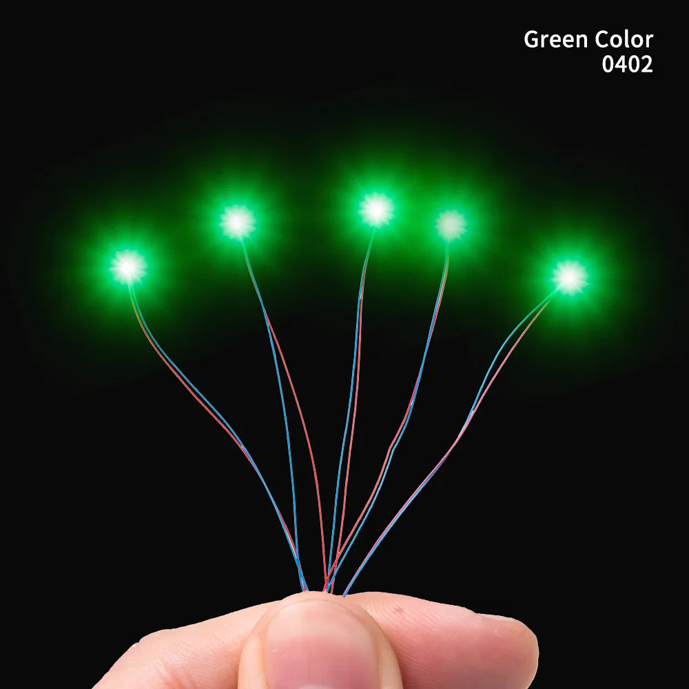 20Pcs SMD Lamp Wired Led 0402 0603 Pre-Soldered Micro Litz Leads Wires 30CM 3V For Model Railway Landscape Scene Lighting Kit