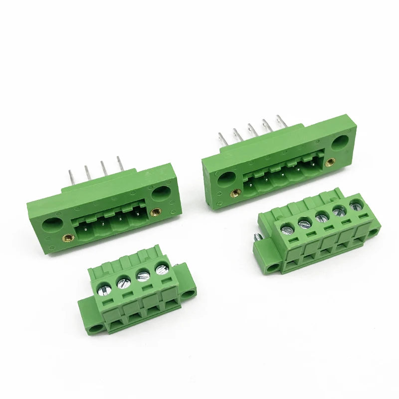 2/5 Sets 5.08MM Pitch Through Wall Pluggable Terminal Blocks 15EDGWB 5.08 2/3/4/5/6/7/8/9/10/12pin Plug + Pin Header Socket Set