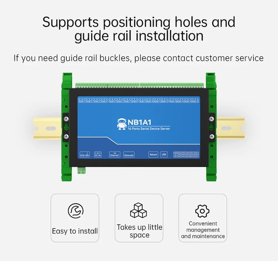16-Channel Serial Server RS485 to Ethernet Gateway ModBus RTU to TCP CDEBYTE NB1A1 MQTT/HTTP POE Isolation Edge Computing