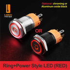 LANBOO LB16A Device Button Switch Chrome Plating/Aluminum Oxide Black/Optional 1NO1NC/5 Pin Latching/Momentary Optional