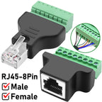 RJ45 To Screw Terminal Adaptor RJ45 Male Female To 8 Pin Connector 8P8C Breakout Board Solderless Network Ethernet Connector