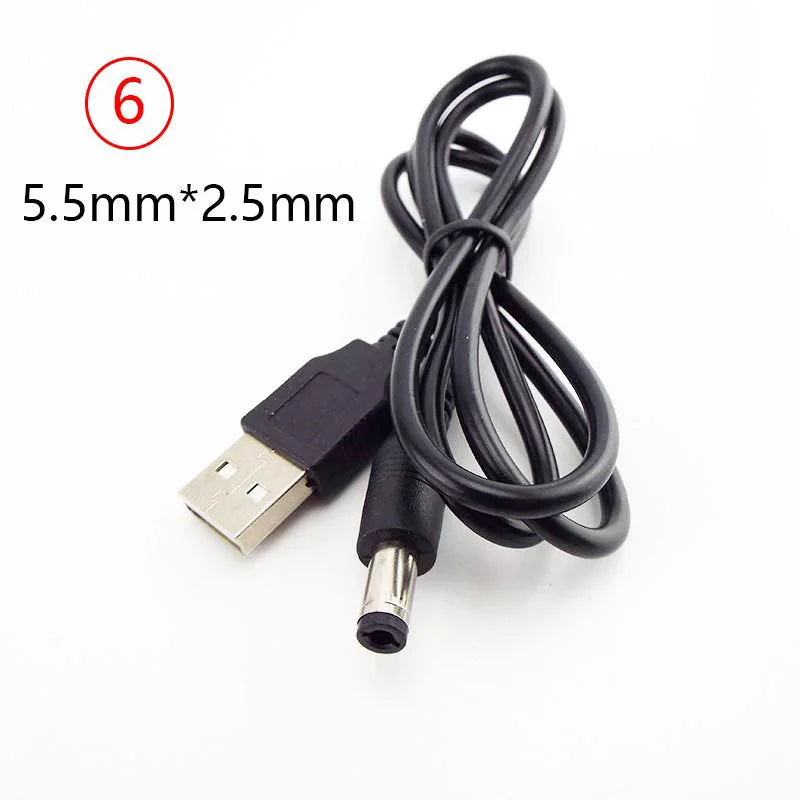 USB Type A Male to DC 5.5 2.1 2.5 2.0 3.5x1.35 4.0x1.7mm Mini 5pin Power Supply Plug Jack Extend Charging Cable Connector B4