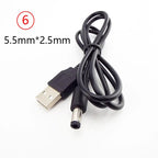 USB Type A Male to DC 5.5 2.1 2.5 2.0 3.5x1.35 4.0x1.7mm Mini 5pin Power Supply Plug Jack Extend Charging Cable Connector B4
