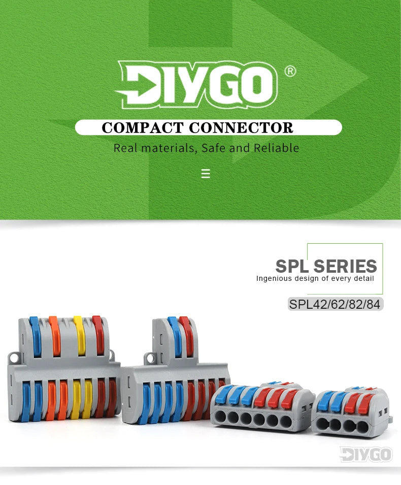 Mini 1 In Multiple Out SPL Quick Easy Splitter Push-in lever Splicing Connectors Terminals Compact Conductor Wiring Connector