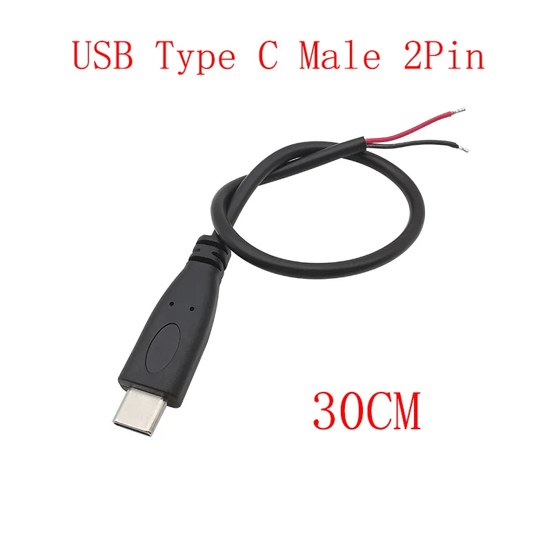USB Type C Power Supply Cable 2/4 Pin Male Female Socket Type-C Plug Connector Adapter For Data Charging Cables Wires Repair DIY