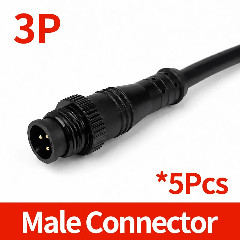 5PCS M12 Waterproof Connector IP65 Metal 2/3/4/5/6/8 Pin Male Female Panel Mount Socket Prewired Cable for  Automation Sensor