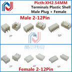 100Pcs JST XH2.54 2/3/4/5/6/7-12 Pin Terminals Plastic Shell Male Plug + Female Socket Wire Connector XH 2.54 2P 3P 4P 5P