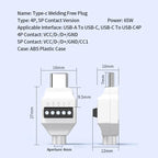 USB Solderless Plug 4Pin 5Pin Connector 66W Super Fast Charging Cable Type C Solderless Small Plug USB C Data Cable Connector