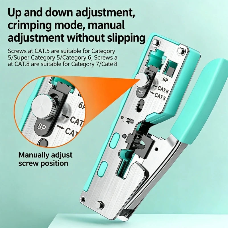 RJ45 RJ11 Cable Crimping Pliers 8P 6P Wire Cutter and Cover Remover with Grip Handle for Home Wiring Repair Use F19E