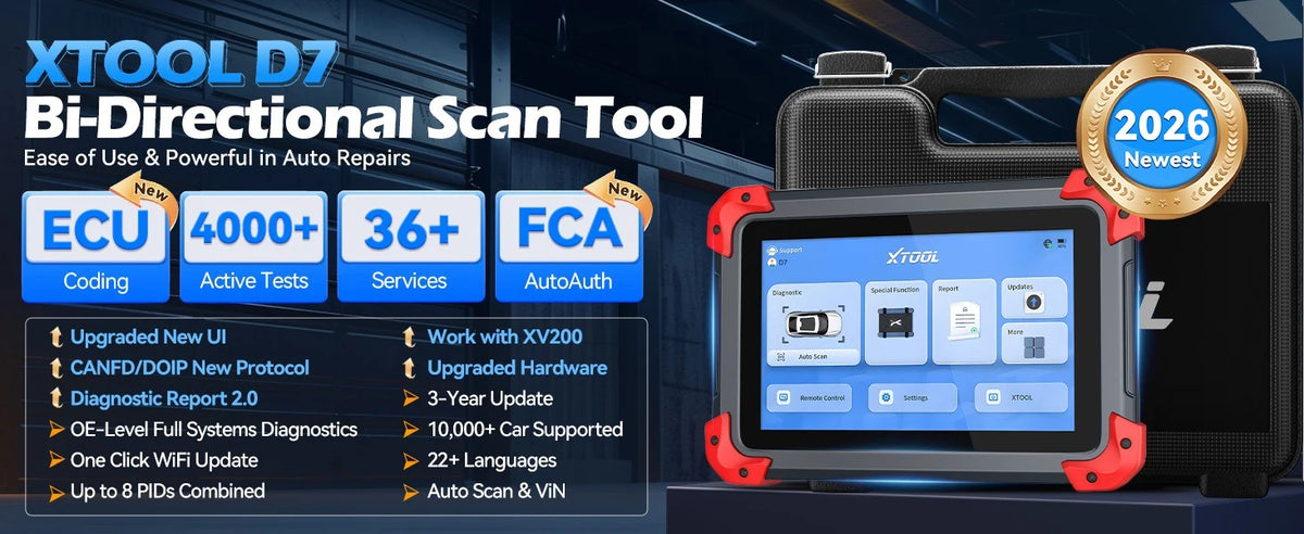 XTOOL D7 V2.0 Automotive Diagnostic Tool All System Scan Tools ECU Coding Bidirectional OBD2 Scanner 36+ Service FCA CAN FD DOIP