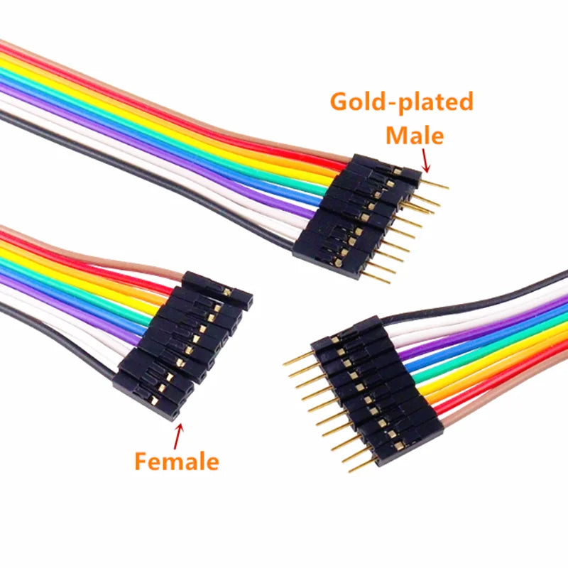 10PIN Pure Copper DuPont wire male to male,female to male,female to female,2.54 terminal connection wire 28core gold-plate cable