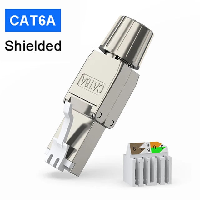 ZoeRax 2PCS RJ45 Cat8 Cat7 Cat6A Toolless Field Termination Plug, Shielded (STP), PoE++ (4PPoE), Modular RJ45 Male Connector