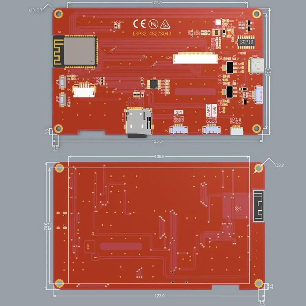 4.3" inch ESP32-S3 Display ILI9485 IPS TFT LCD Module ESP32-8048S043C-I Capacitive Touch Screen Development Board for Arduino