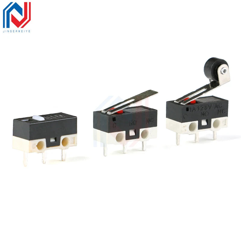 10Pcs Micro Limit Switch Mouse Button Tact Switch Without Handle / With Handle / With Handle Roller Micro Switch 1A 125V AC 3Pin
