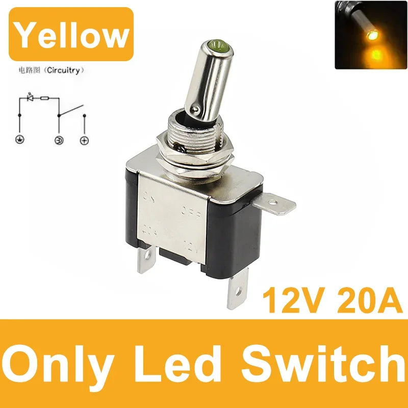 Auto Car Boat Truck Illuminated Led Toggle Switch ON OFF With Safety Aircraft Flip Up Cover Guard 12V20A transparent