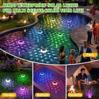 Solar Pool Lights 1/2 Pack, RGB Changing Floating Pool Lights with 10m Remote Control, 4 Dimming, 13 Lighting, Timing Mode, IP68 Waterproof for Inground/Above Ground Pool, Party Decoration