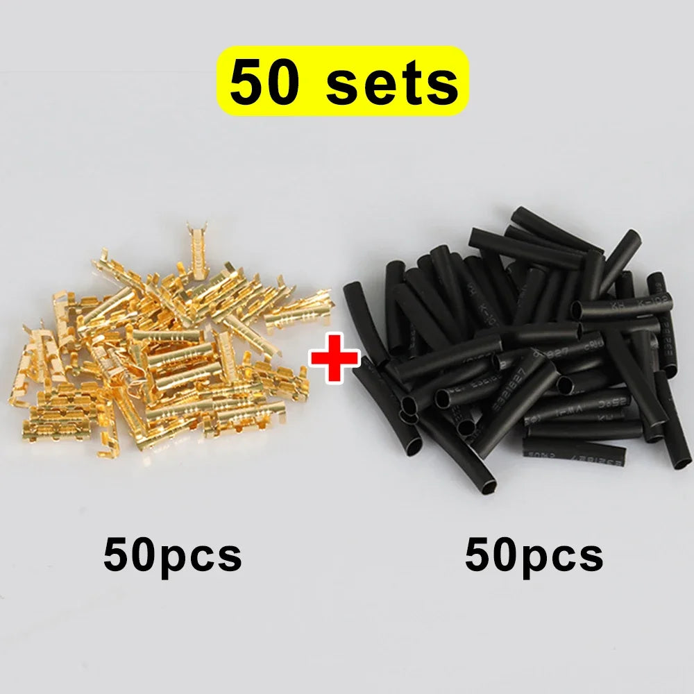 Copper Electrical Wire Connectors Set U-Shaped Crimp Terminals for Fast Wiring Cable Lock 0.5-1.5mm² with Heat Shrink Tube Kits