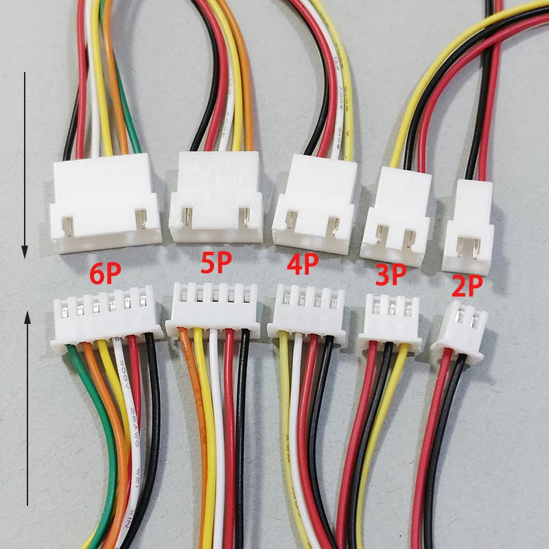 10PCS XH2.54mm 2P 3P 4P 5P 6P Male Female Plug Connector 2.54mm Pitch With 15cm Wire Cable Battery Charging Cable