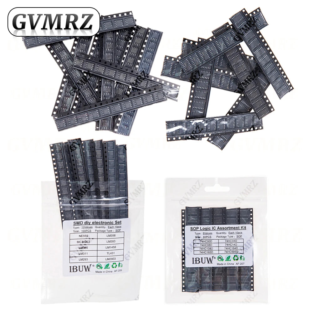 NE555 LM358 TL431 LM393 UC3842 UC3843 UC3844 UC3845 SOP-8 24C02 24C04 24C08 74HC00 SMD Power Supply IC Kit