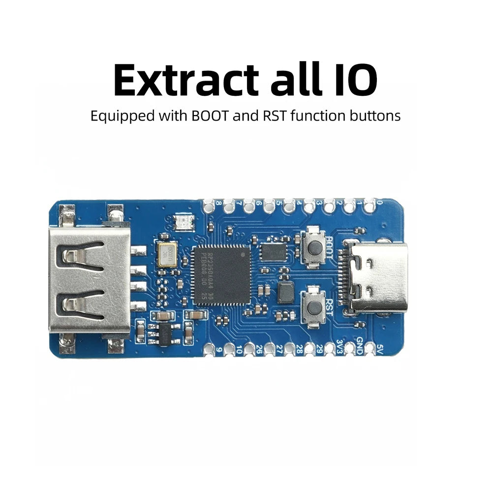 RP2350-USB-A Mini Development Board Microcontroller Processor Based for Raspberry Pi Pico 2 RP2350A Type C
