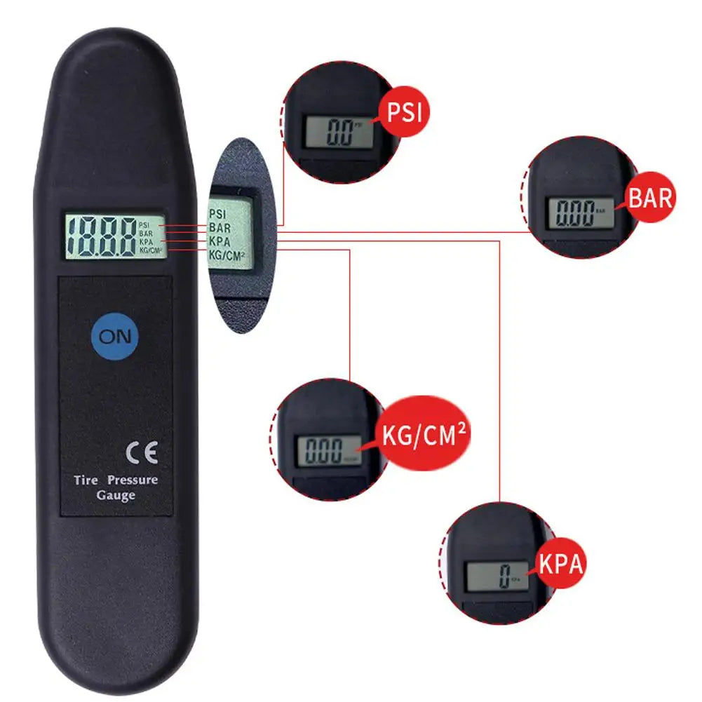Digital Auto Tire Tyre Air Pressure Gauge Meter LCD Display Manometer Barometers Tester PSI/KPA/BAR/KG/CM2 Detector for Car