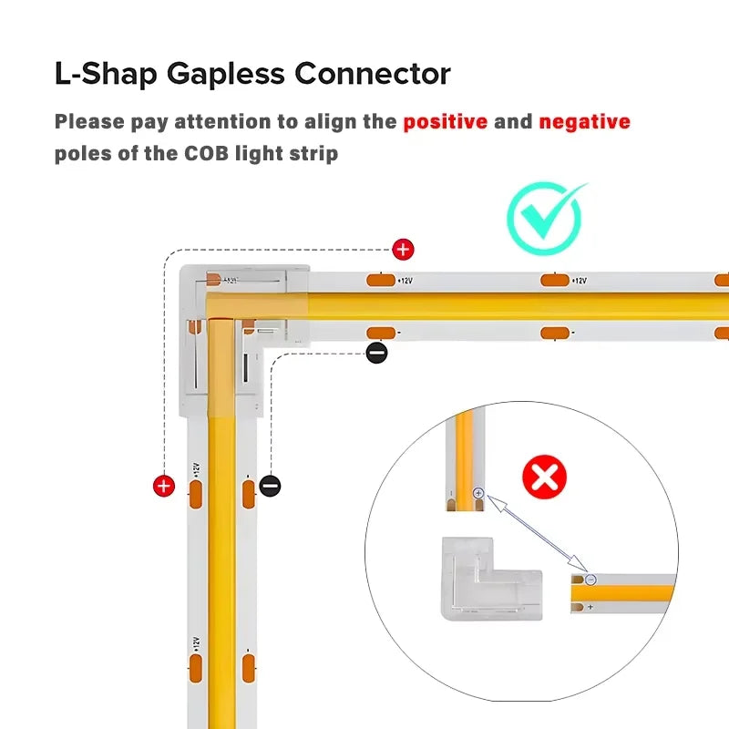 COB Connector 8mm 5-24v 2pin LED Strip Terminal Extension Wire LED Connectors Fixed Clips For Pin No Dark Area Single Dual End