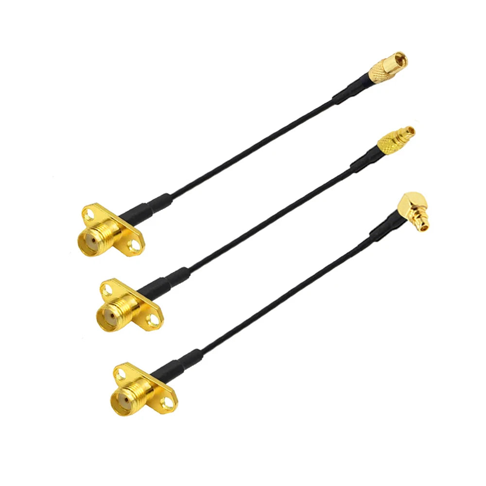 1PCS MMCX to SMA/RP-SMA Female Flange Panel Mount RF1.37 Pigtail Cable FPV Antenna Extension Cord for TBS Unify PandaRC VTX