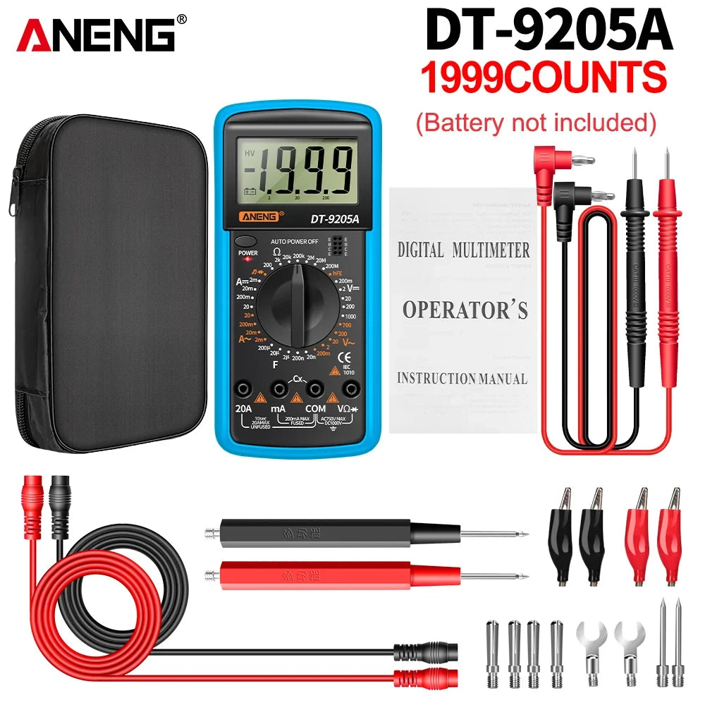 Profesional Digital Multimeter AC/DC Voltage Current Test ANENG Capacitance NCV Resistance Ohm Electrical Test Meter Tools