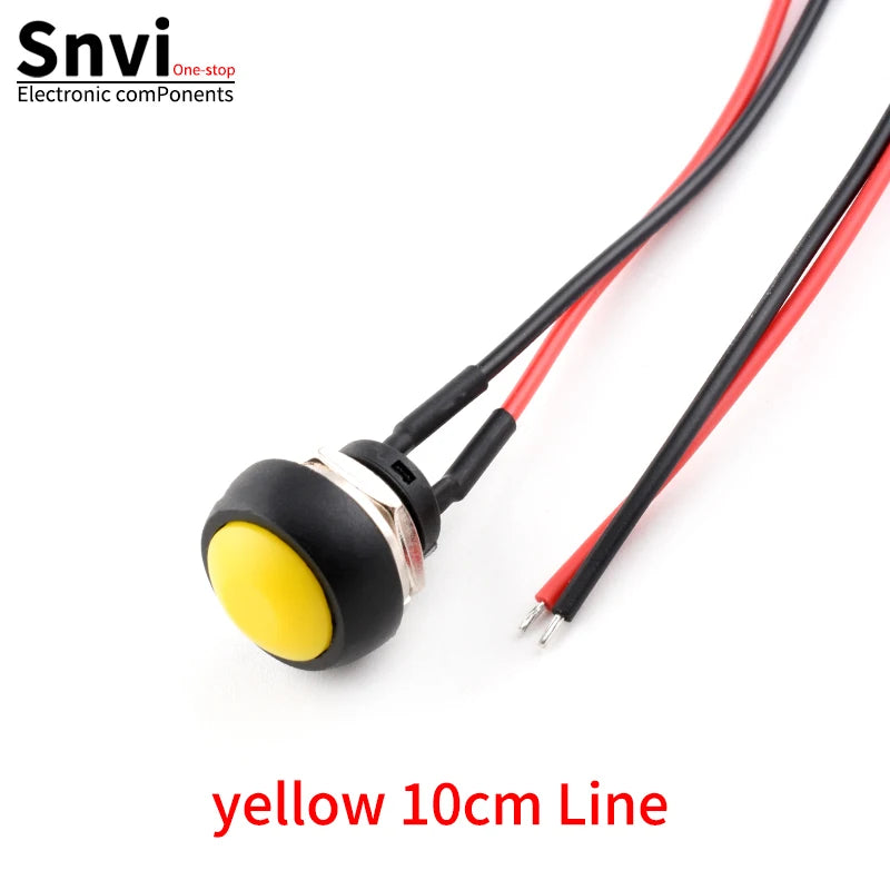 12mm Waterproof Momentary Push Button Switch PBS-33B Mini Round ON/Off Switch With Pre-wired Leads Self-Reset for Arduino DIY