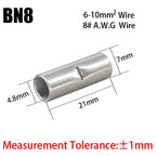 BN Copper Electrical Wire Cable Connection Crimp Sleeve Tubular Ferrule Lug Connector Non-Insulated Tube Butt Splices Terminal