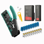 New Rj45 Rj12 Rj11 Pass Through Crimp Plier Cat7 Cat6 Cat6A Cat5 Cat5e Stripping Crimping Tool with 8P/6P Ethernet Connectors