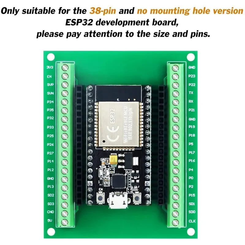 ESP-WROOM-32 Microcontroller Development Board ESP32 Expansion Breakout Board GPIO 1 into 2 for 38PIN Narrow Version