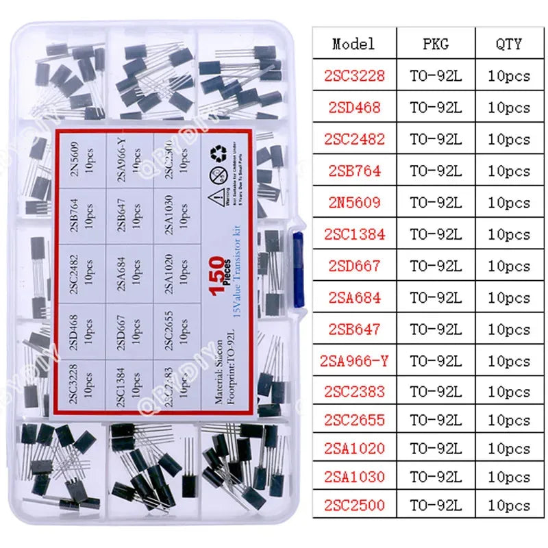 TO92 TO126 TO220 DIP Triode PNP NPN Field-Effect Transistor Assorted Kit Mosfet Thyristor mixed set