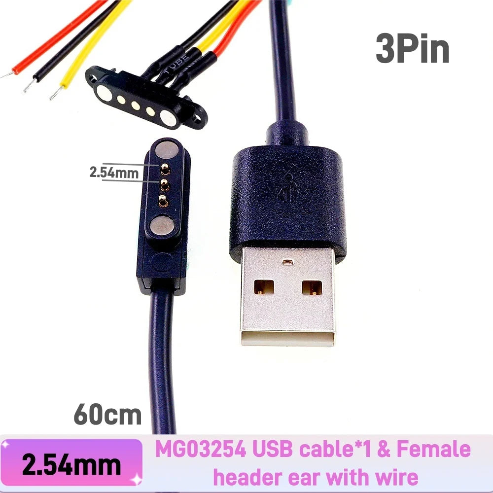 Smart Wristband Male Female Wire 2 3 4 5 Pole USB Type-C DC Charger Connector 2A DC Smart Watch Magnetic Pogo Pin Universal