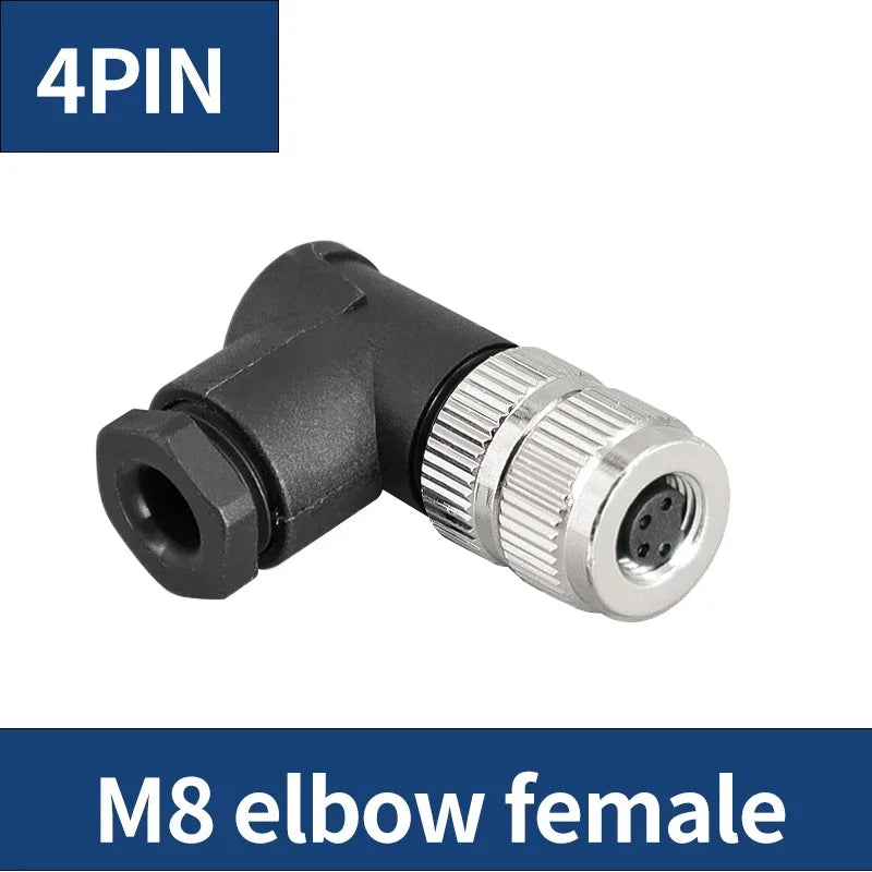 M8 Sensor Connector Waterproof Male&female Plug Straight Angle Screw Threaded Coupling 3pin 4pin 5pin 8pin