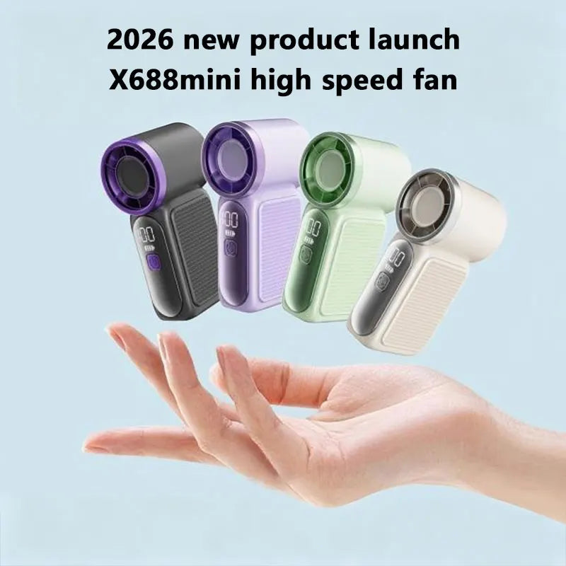 2026 Mini Portable Handheld Fan with Digital Display Speeds Adjustable USB Rechargeable Pocket Cooling Fan for Outdoor Travel