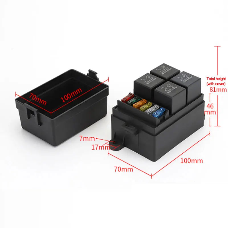 12V/24V 40A 4/5 Pin 6-Way Fuse Relay Box, 4 Relay Holder Standard ATO Fuse Block with Free Assembly for Car Motorcycle