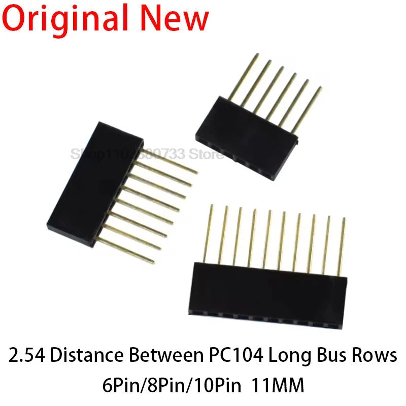 10PCS 2.54mm Single Row Pin 10MM PC104 Long Female Pin Header Socket Strip Stackable PCB Connector 1*6p 8p 10p For Arduino