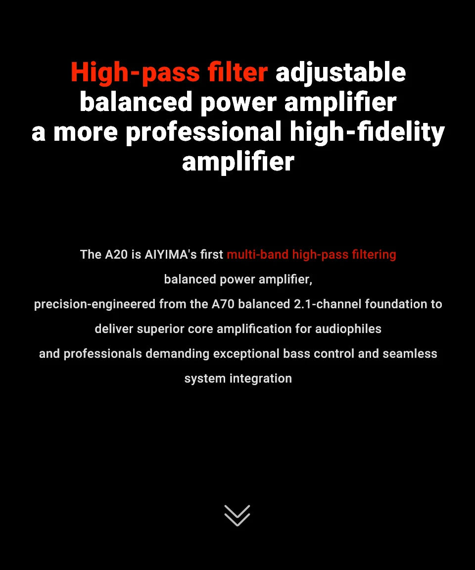 AIYIMA A20 PFFB Power Amplifier TPA3255 Hifi 300W X2 Stereo Power Amp With XLR/RCA Fully Balanced Input HPF High Pass Filter