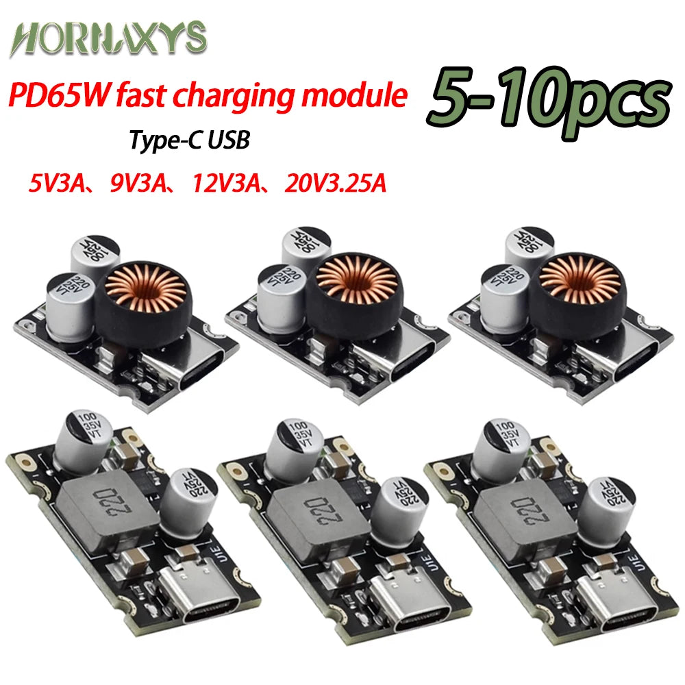 5-10pcs PD65W Fast Charging Module Type-C USB Interface Supports PD3.1 QC3.0 SCP PPS Fast Charger 5V 9V 12V 20V