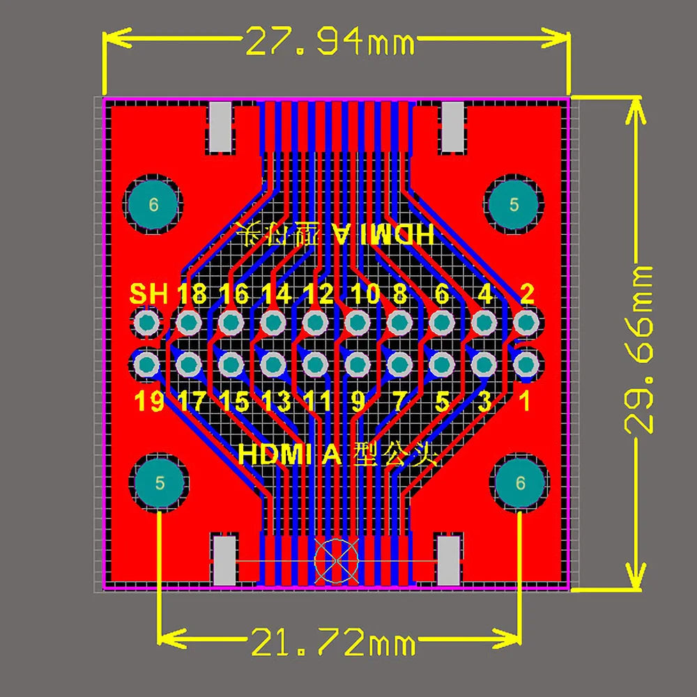 1-5pcs HDMI-Compatible Male Female Test Board MINI Connector PCB 2.54mm Pitch 19pin DP HD A Female To Male Adapter Board