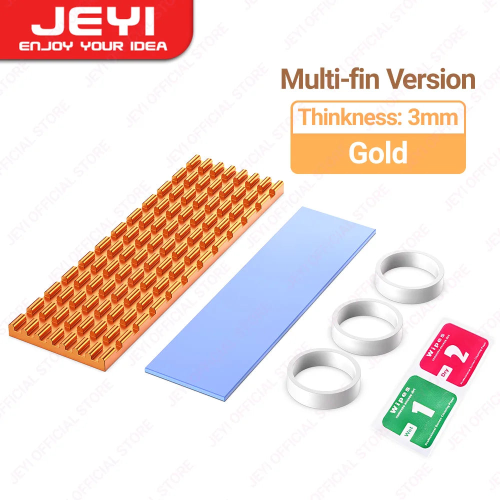JEYI M.2 2280 SSD Heatsink Aluminum Cooler Multi-version NVMe Radiator with Thermal Pad,Dust Paper for PS5/PC/Laptop