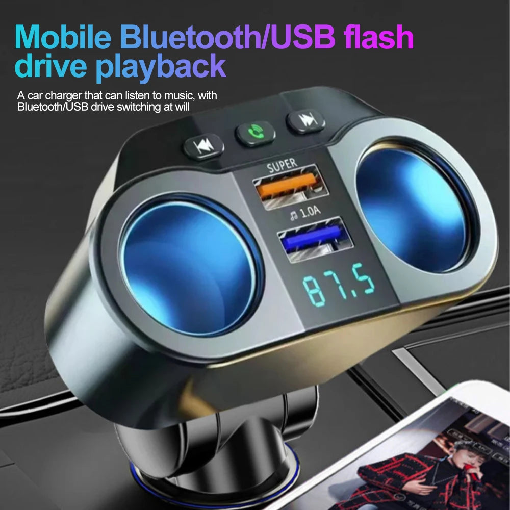 KEBIDUMEI Bluetooth 5.0 Car Adapter Cigarette Lighter USB PD QC3.0 Super Fast Charging Digital Display Charger Car Accessories