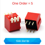 5PCS Dial Switches Toggle Side Dial Flat Dial Coding Patch 2P 4 5 6 8 9 10 Bit 2.54mm Red Blue Black