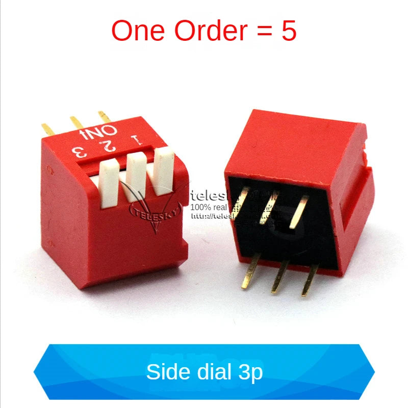 5PCS Dial Switches Toggle Side Dial Flat Dial Coding Patch 2P 4 5 6 8 9 10 Bit 2.54mm Red Blue Black