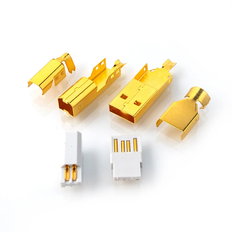 PURELINE USB Plug 2.0 Type A B Copper Gold Plated 5u Male HIFI DIY  USB Interface Terminal Port Data Line Connector Decoder 5U