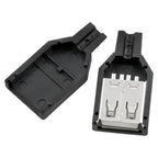 10pcs Type A USB interface (Male/Female), equipped with a black plastic cover, used for computer peripherals and port adapters.