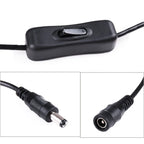 LED Strip Light Switch On/Off Cable DC Jack 5.5x2.1mm Male to Female Connector Inline Power Adapter 30cm Long 2A For LED Strip